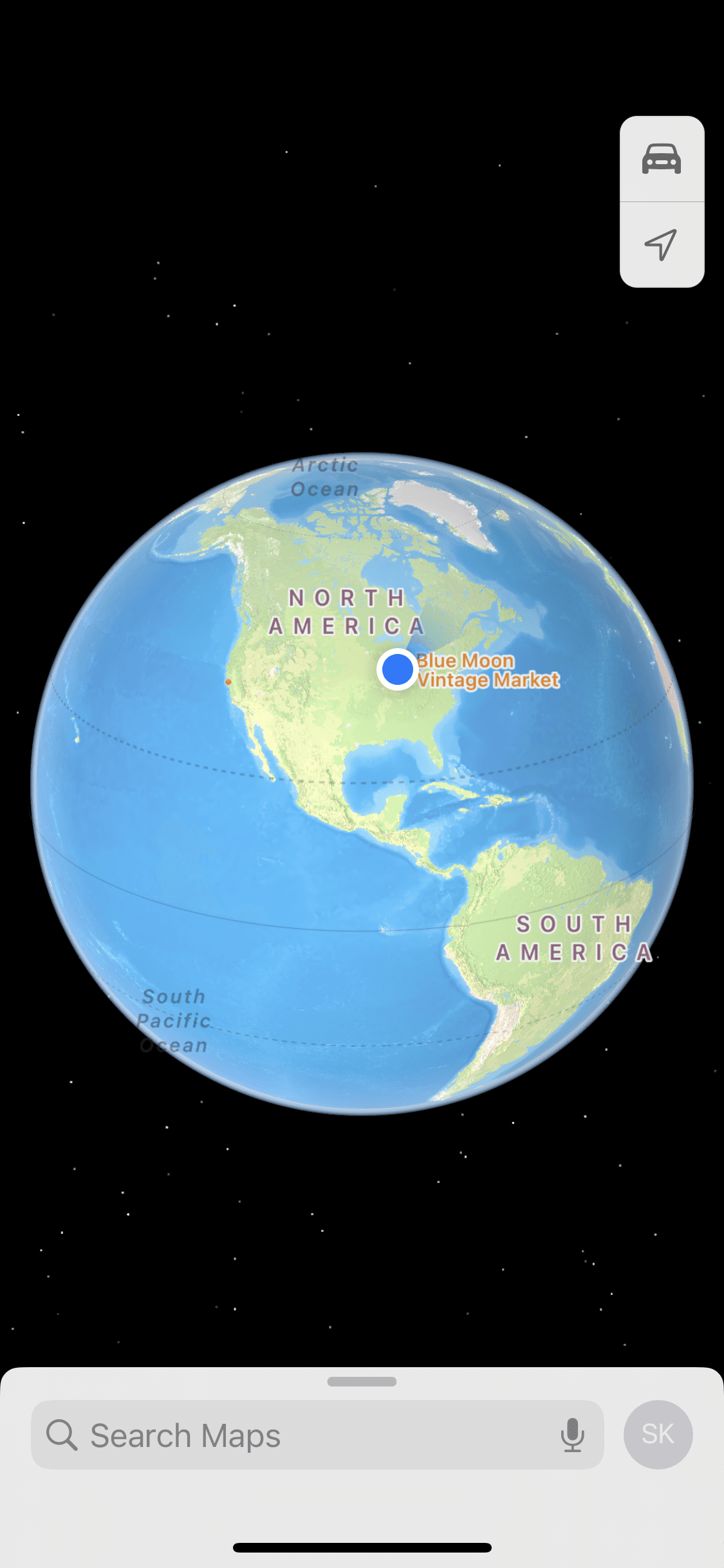 Apple Maps globe
