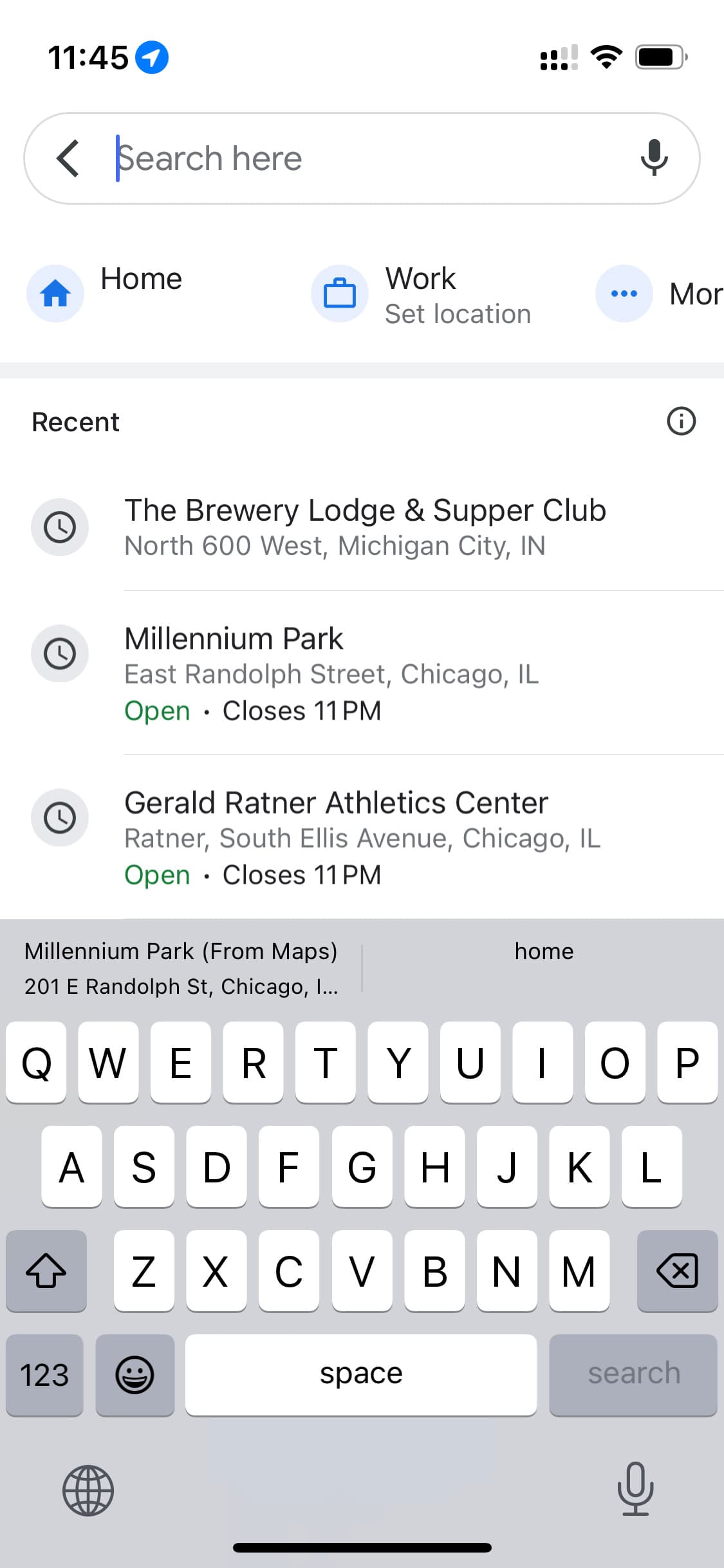Google Maps search